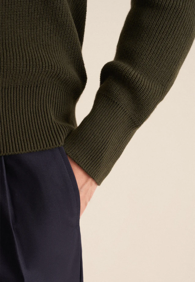 Regular Pullover Uni in Grün |  Seidensticker Onlineshop