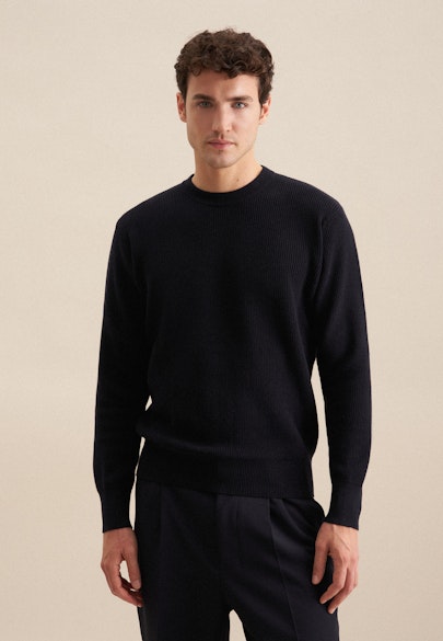 Regular Pullover Uni in Dunkelblau |  Seidensticker Onlineshop