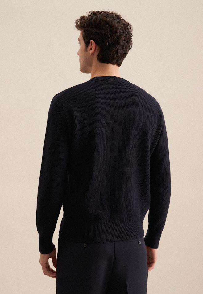 Regular Pull-over Uni dans Bleu Foncé | Boutique en ligne Seidensticker