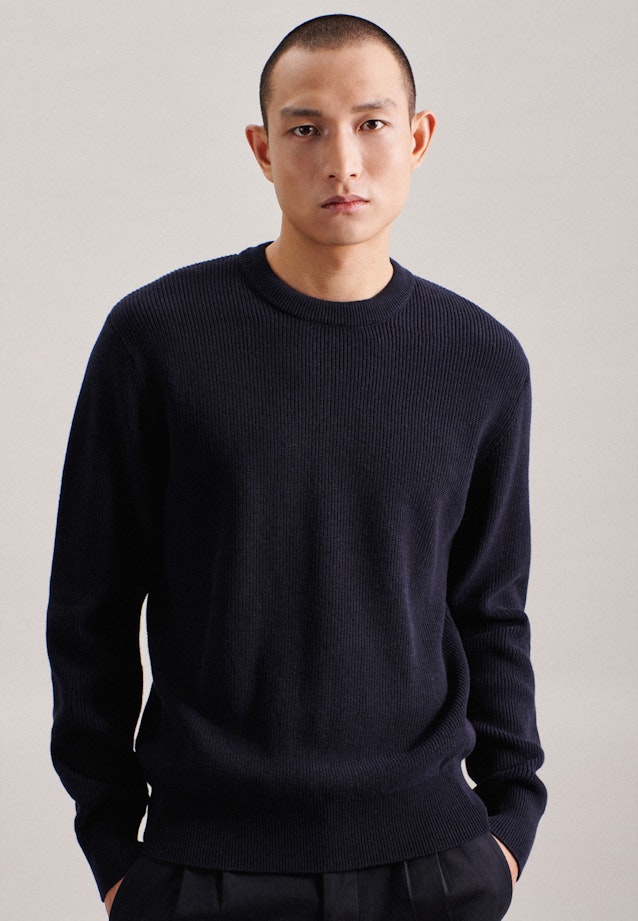 Crew Neck Pullover in Dark Blue |  Seidensticker Onlineshop