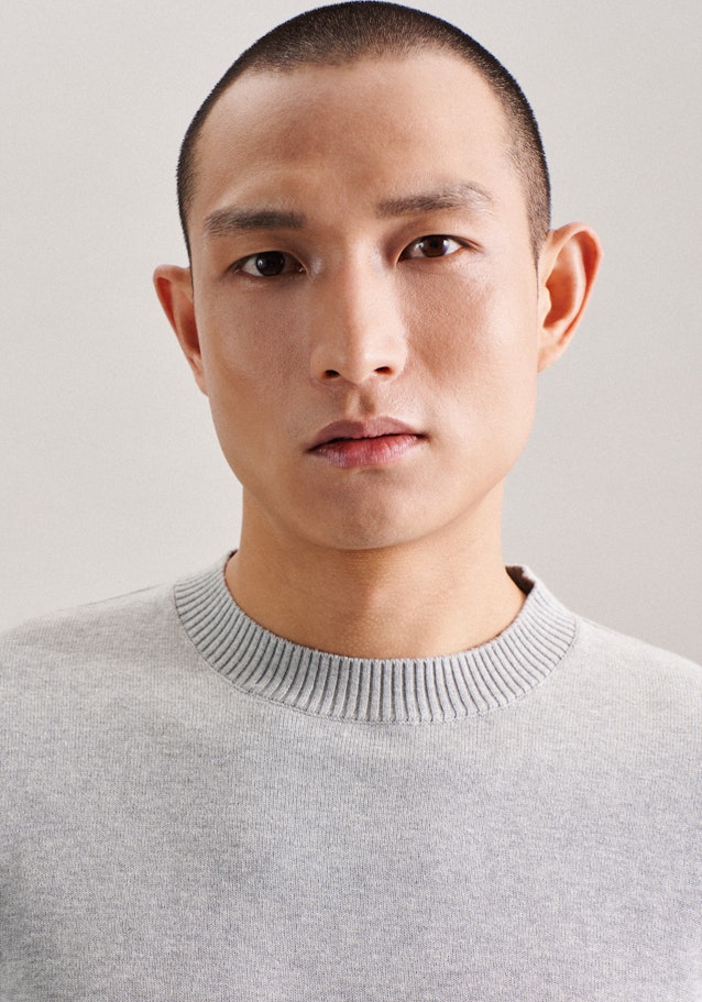 Gerader Schnitt (Normal-Fit) Pullover Uni in Grau | Seidensticker Onlineshop