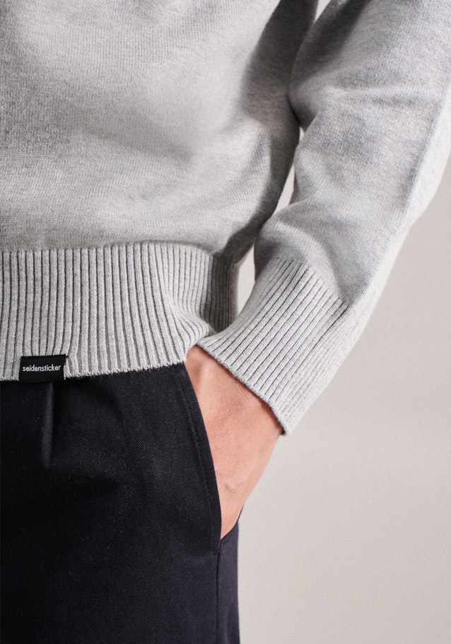 Gerader Schnitt (Normal-Fit) Pullover Uni in Grau | Seidensticker Onlineshop