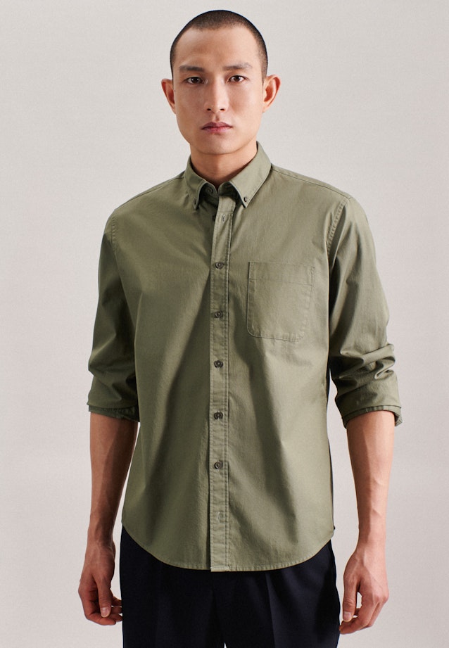 Regular Chemise décontractée Uni in Vert |  Seidensticker Onlineshop