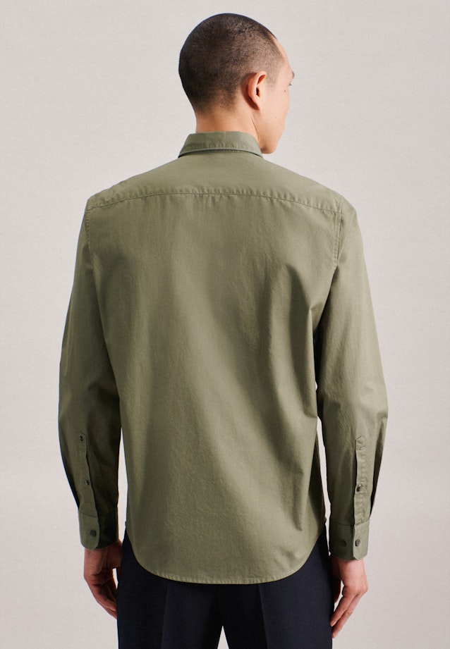 Regular Chemise décontractée Uni in Vert |  Seidensticker Onlineshop