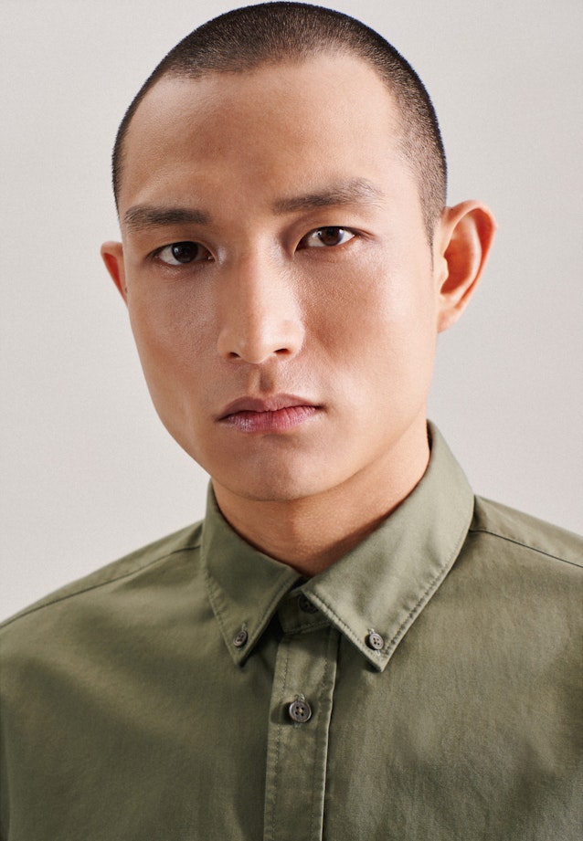 Regular Chemise décontractée Uni in Vert |  Seidensticker Onlineshop