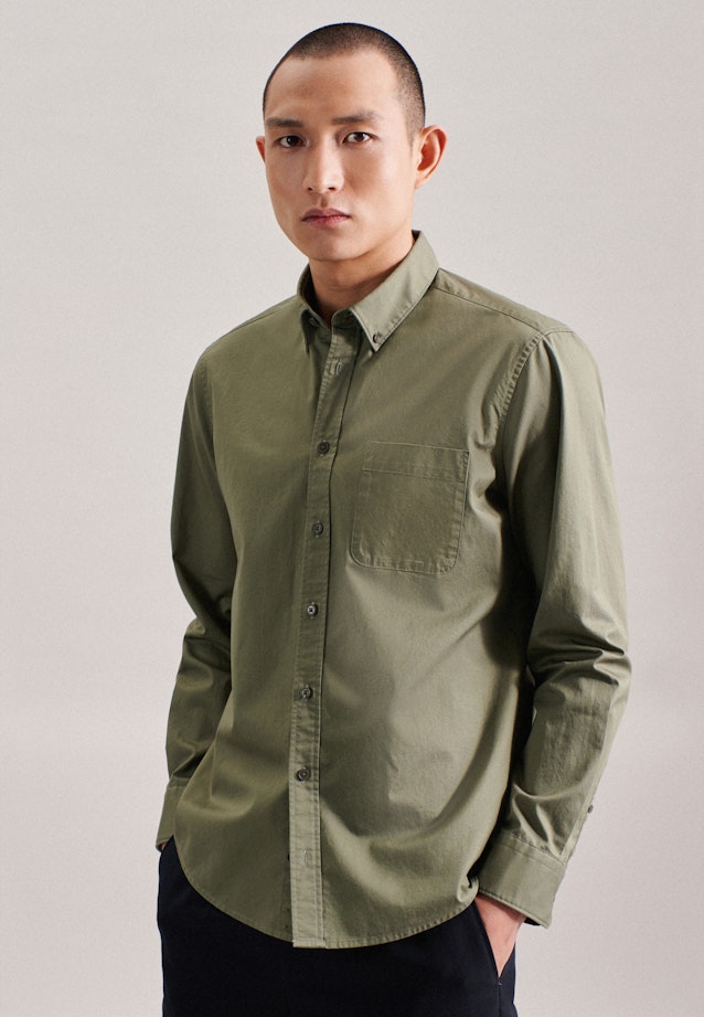 Regular Chemise décontractée Uni in Vert |  Seidensticker Onlineshop