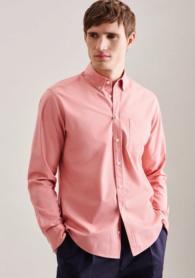 Twill Casual Hemd in Regular mit Button-Down-Kragen in Rosa/Pink |  Seidensticker Onlineshop