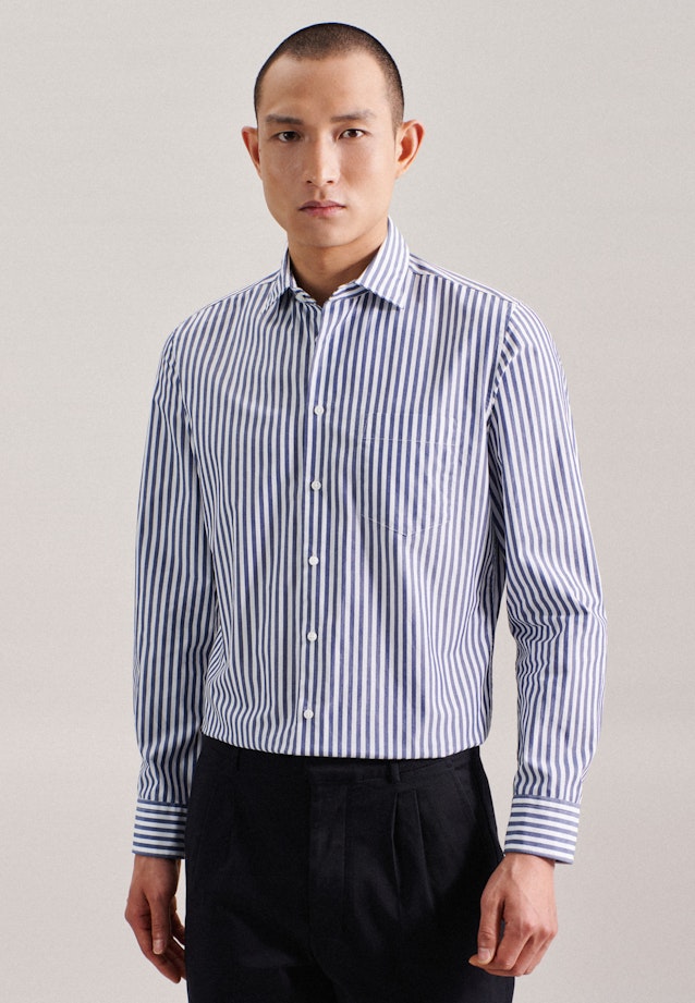 Easy-iron Chambray Business Shirt in Slim with Kent-Collar in Medium Blue | Seidensticker Onlineshop