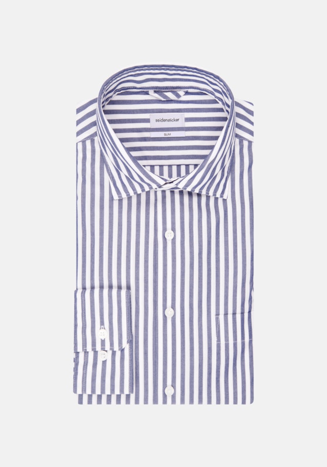 Bügelleichtes Chambray Business Hemd in Slim mit Kentkragen in Mittelblau |  Seidensticker Onlineshop