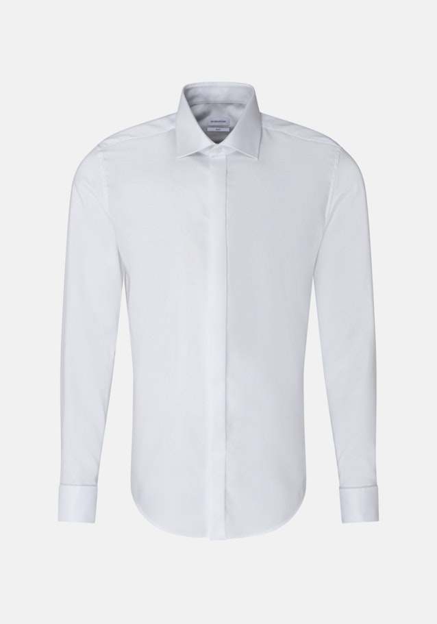 Bügelleichtes Twill Smokinghemd in Slim mit Kentkragen in Weiß |  Seidensticker Onlineshop