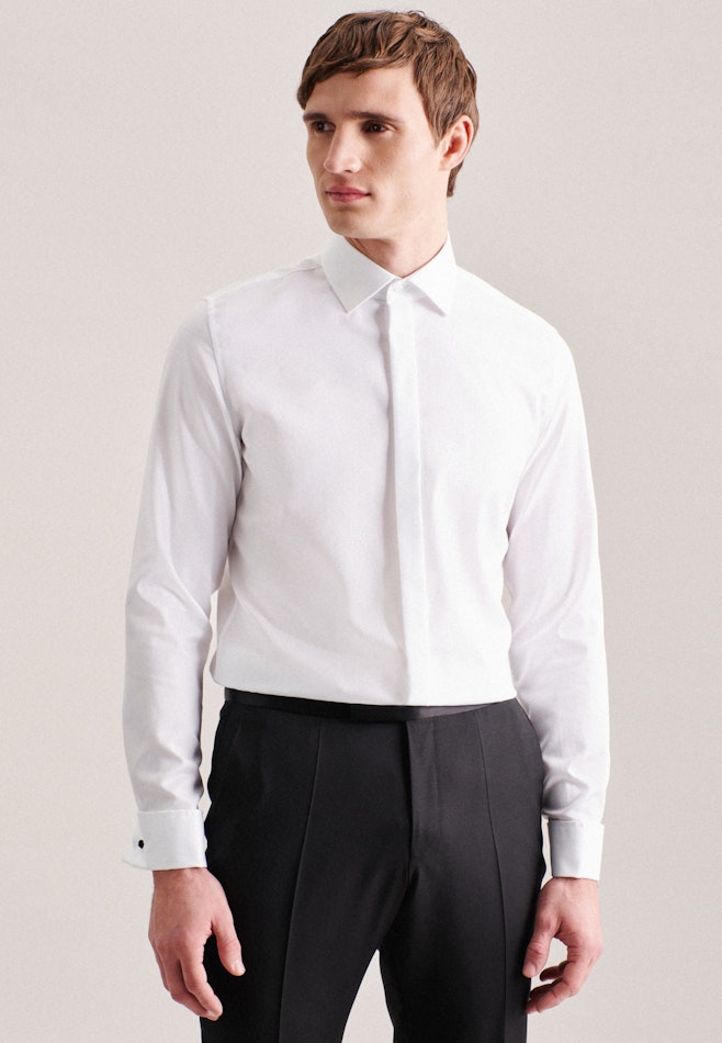 Chemise de soirée Slim Structuré Col Kent dans Blanc | Boutique en ligne Seidensticker