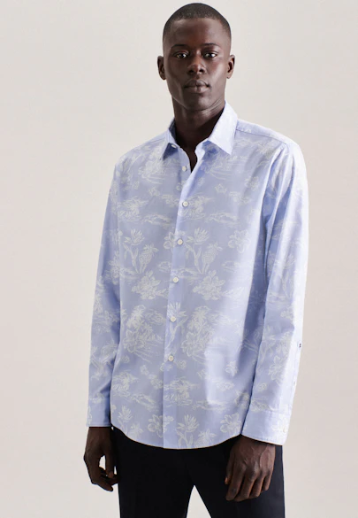 Regular Chemise décontractée Floral in Bleu Clair |  Seidensticker Onlineshop