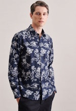 Regular Chemise décontractée Floral in Bleu Foncé |  Seidensticker Onlineshop