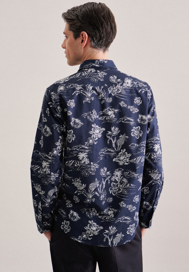 Regular Chemise décontractée Floral in Bleu Foncé |  Seidensticker Onlineshop