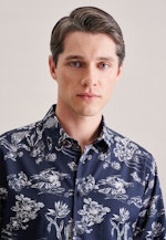 Regular Chemise décontractée Floral in Bleu Foncé |  Seidensticker Onlineshop