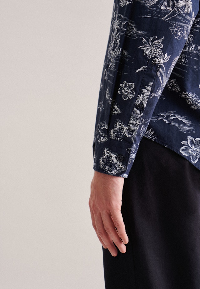 Regular Chemise décontractée Floral in Bleu Foncé |  Seidensticker Onlineshop