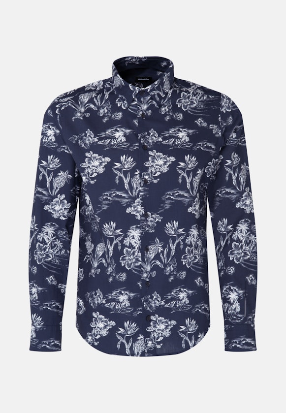 Regular Chemise décontractée Floral in Bleu Foncé |  Seidensticker Onlineshop