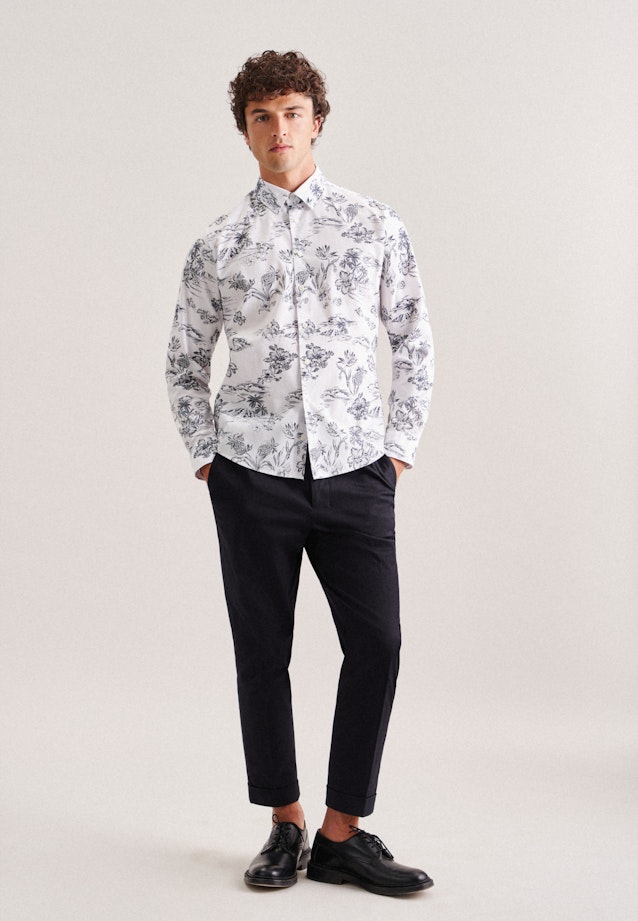 Regular Casual Hemd Floral in Weiß |  Seidensticker Onlineshop