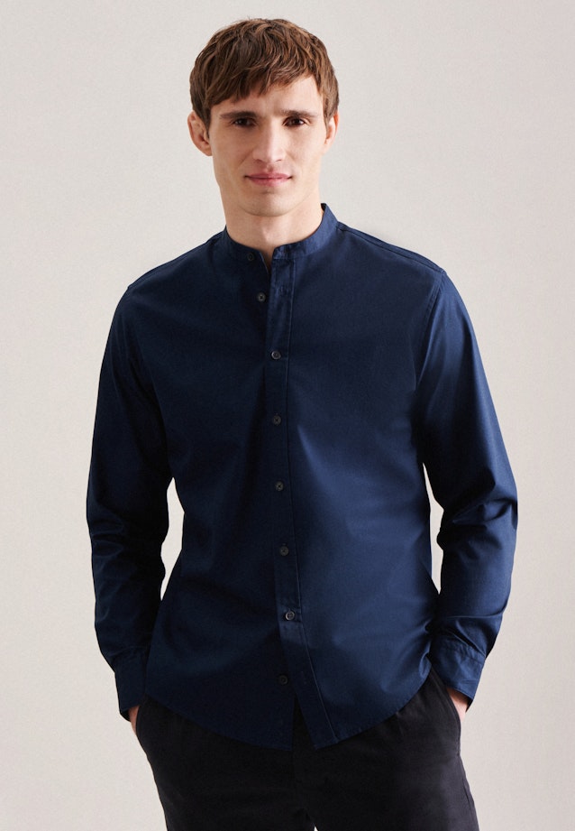 Regular Chemise décontractée Uni in Bleu Foncé |  Seidensticker Onlineshop
