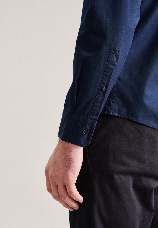 Casual Shirt in Regular with Stand-Up Collar in Dark Blue |  Seidensticker Onlineshop