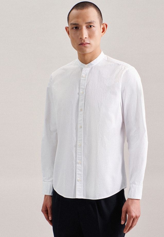 Chemise casual in Regular with Col Montant in Blanc | Seidensticker Onlineshop