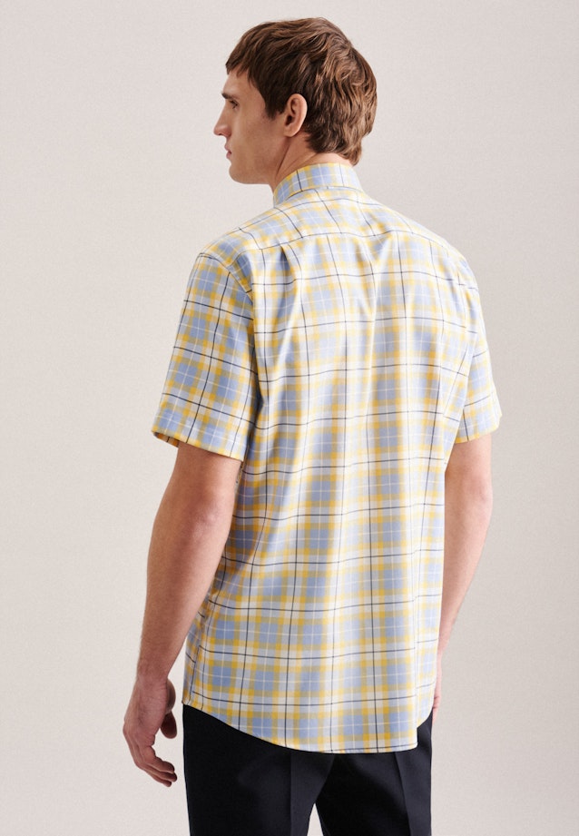 Non-iron Twill korte arm Business overhemd in Regular with Button-Down-Kraag in Geel | Seidensticker Onlineshop