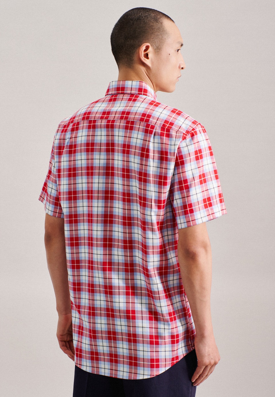 Bügelfreies Twill Kurzarm Business Hemd in Regular mit Button-Down-Kragen in Rot |  Seidensticker Onlineshop