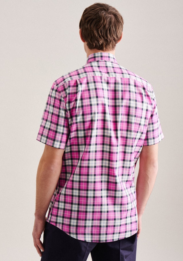 Non-iron Twill korte arm Business overhemd in Regular with Button-Down-Kraag in Roze/Pink | Seidensticker Onlineshop