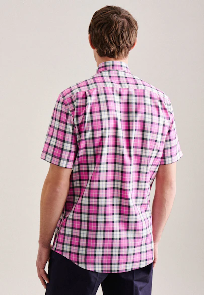 Regular Chemise d'affaires carreaux in Rose Fuchsia |  Seidensticker Onlineshop