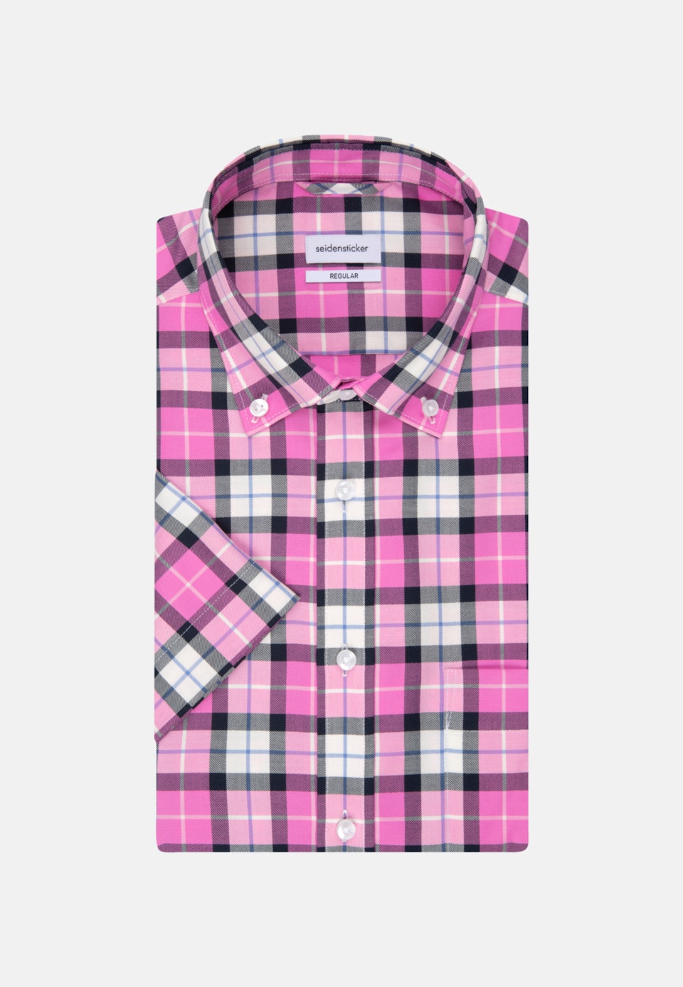 Bügelfreies Twill Kurzarm Business Hemd in Regular mit Button-Down-Kragen in Rosa/Pink |  Seidensticker Onlineshop