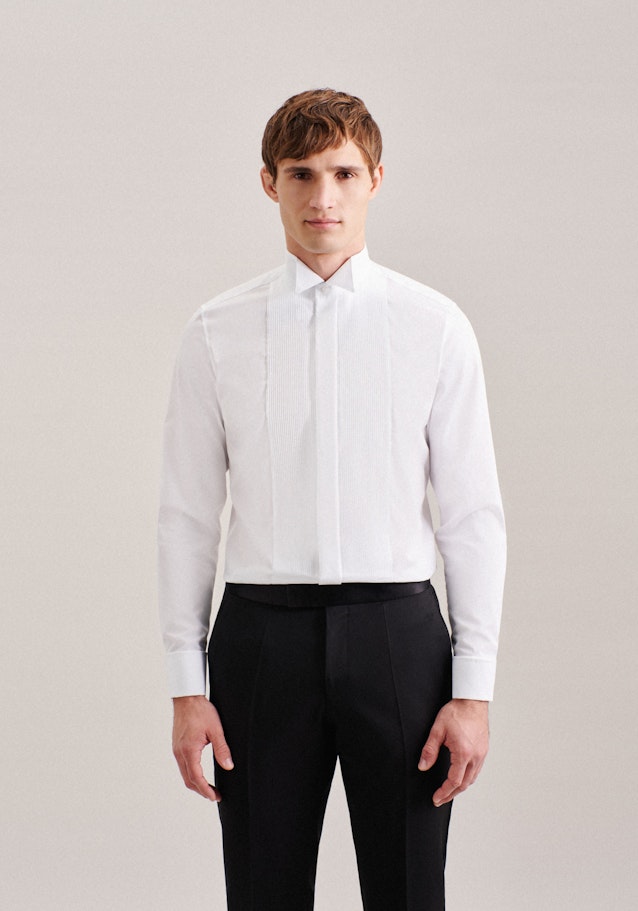 Bügelfreies Popeline Smokinghemd in Slim mit Kläppchenkragen in Weiß | Seidensticker Onlineshop