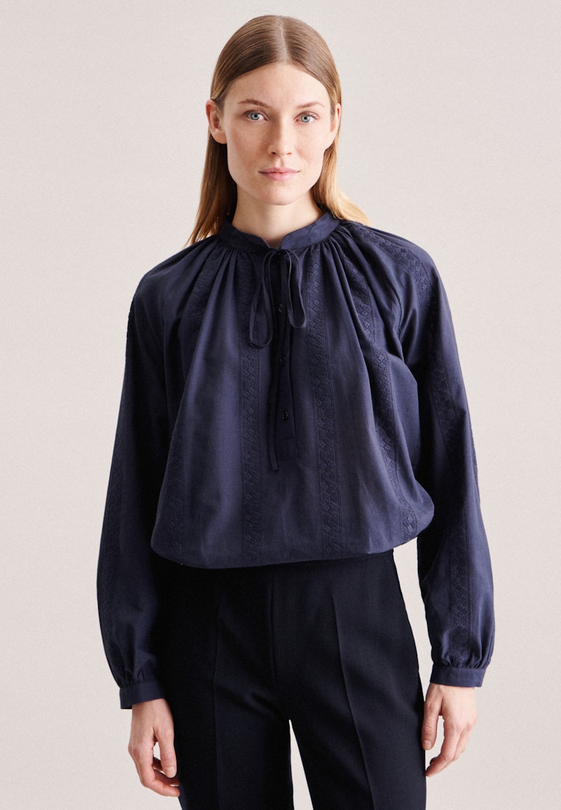 Long sleeve Voile Stand-Up Blouse