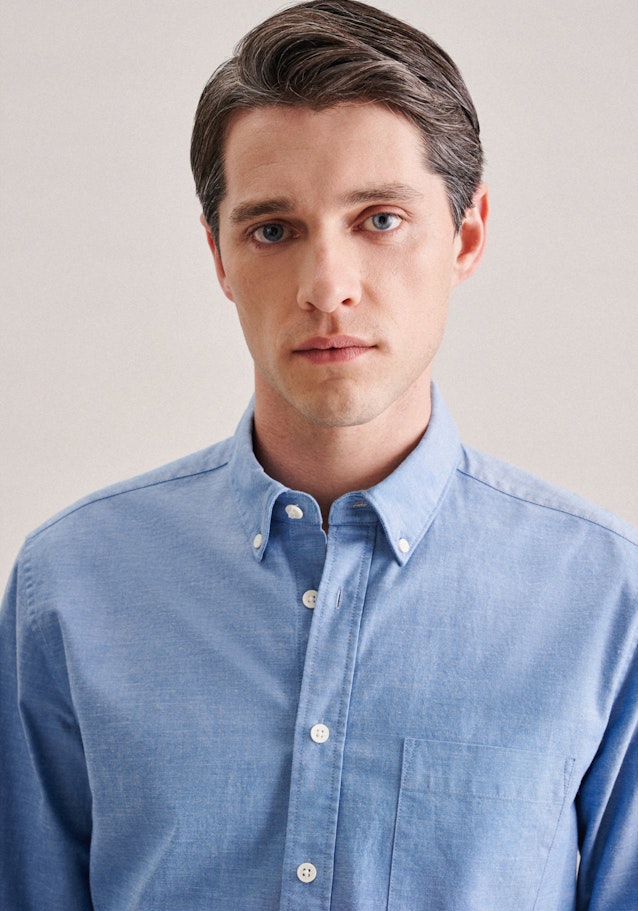 Casual Shirt in Regular with Button-Down-Collar in Light Blue | Seidensticker Onlineshop