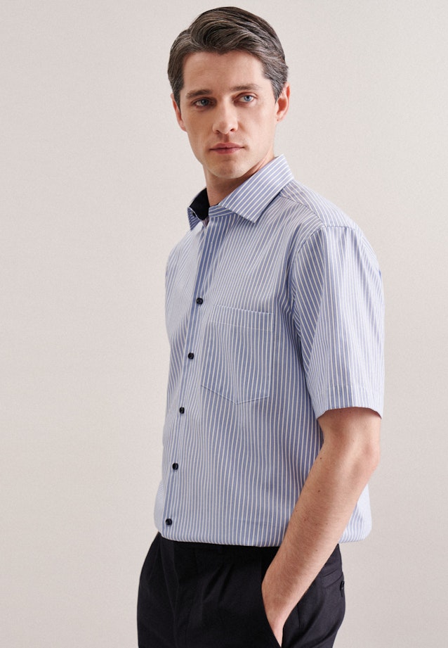Non-iron Poplin Short sleeve Business Shirt in Regular with Kent-Collar in Light Blue | Seidensticker Onlineshop