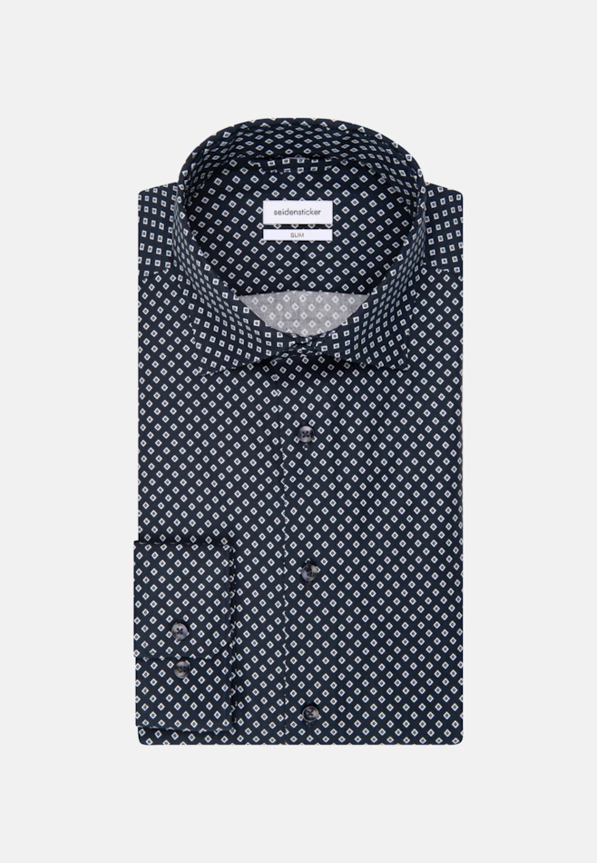 Slim Business Hemd Druck in Dunkelblau | Seidensticker Onlineshop