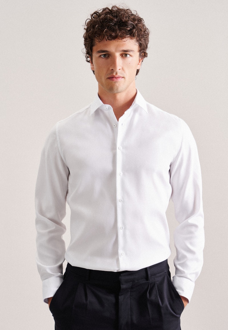 Non-iron Oxford Business Shirt in Slim with Kent-Collar