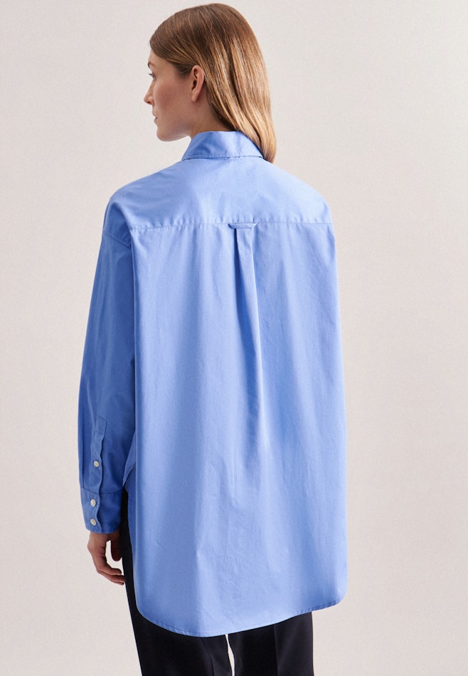 Langarm Twill Longbluse in Mittelblau | Seidensticker Onlineshop