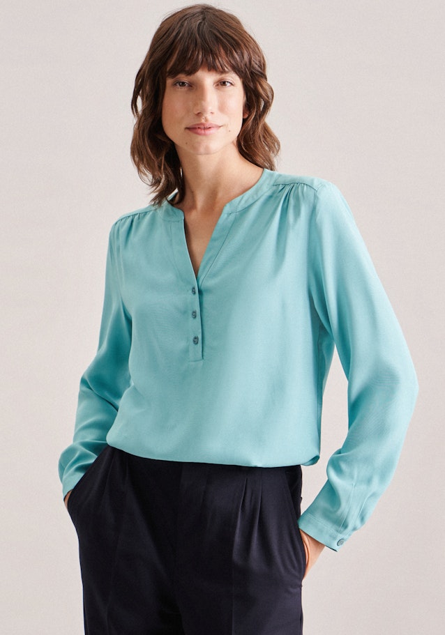 Long sleeve Plain weave Slip Over Blouse in Turquoise | Seidensticker Onlineshop