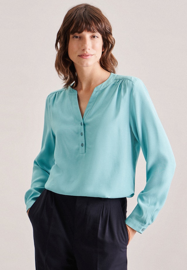 Long sleeve Plain weave Slip Over Blouse in Turquoise |  Seidensticker Onlineshop