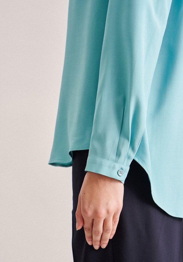 lange Arm Leinwandbindung Overgooi-Blouse in Turquoise |  Seidensticker Onlineshop