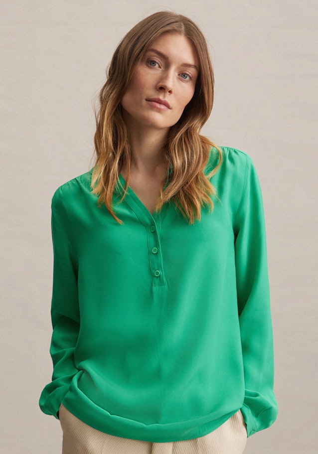 Long sleeve Plain weave Slip Over Blouse in Green | Seidensticker Onlineshop