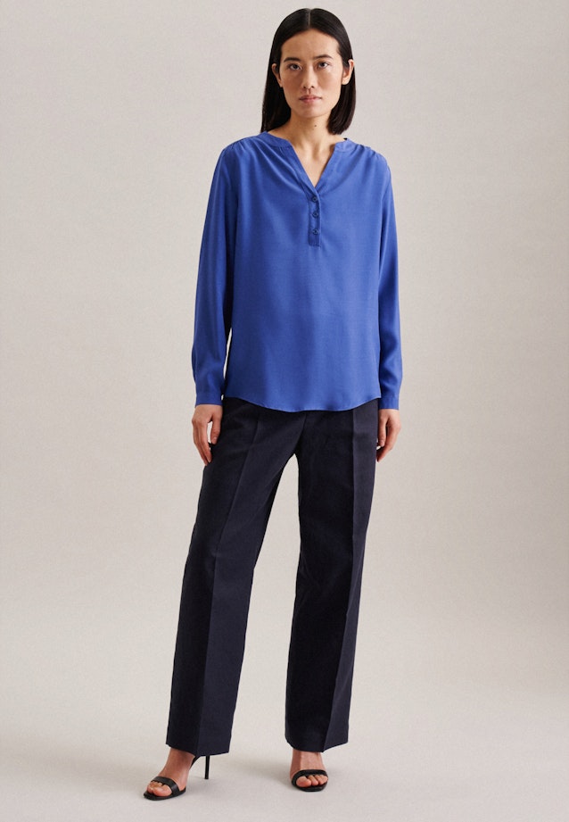 Long sleeve Plain weave Slip Over Blouse in Medium Blue |  Seidensticker Onlineshop