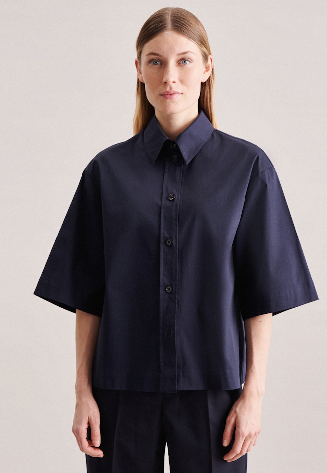 Short sleeve Poplin Shirt Blouse in Dark Blue | Seidensticker online shop
