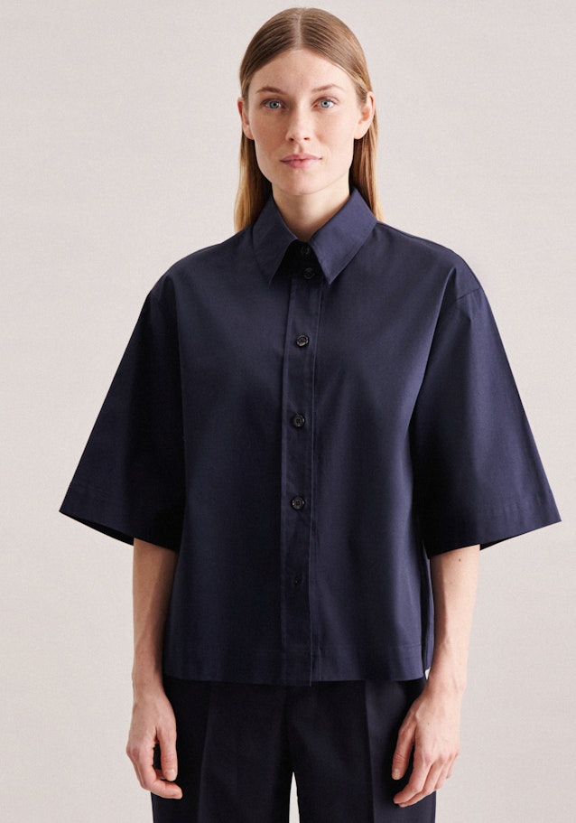 Short sleeve Poplin Shirt Blouse in Dark Blue | Seidensticker Onlineshop