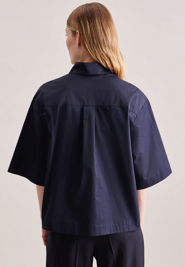 korte arm Popeline Shirtblouse in Donkerblauw | Seidensticker Onlineshop