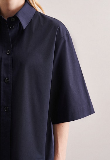 navy blue blouse short sleeve