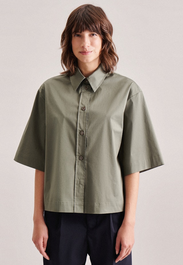 korte arm Popeline Shirtblouse in Groen | Seidensticker Onlineshop