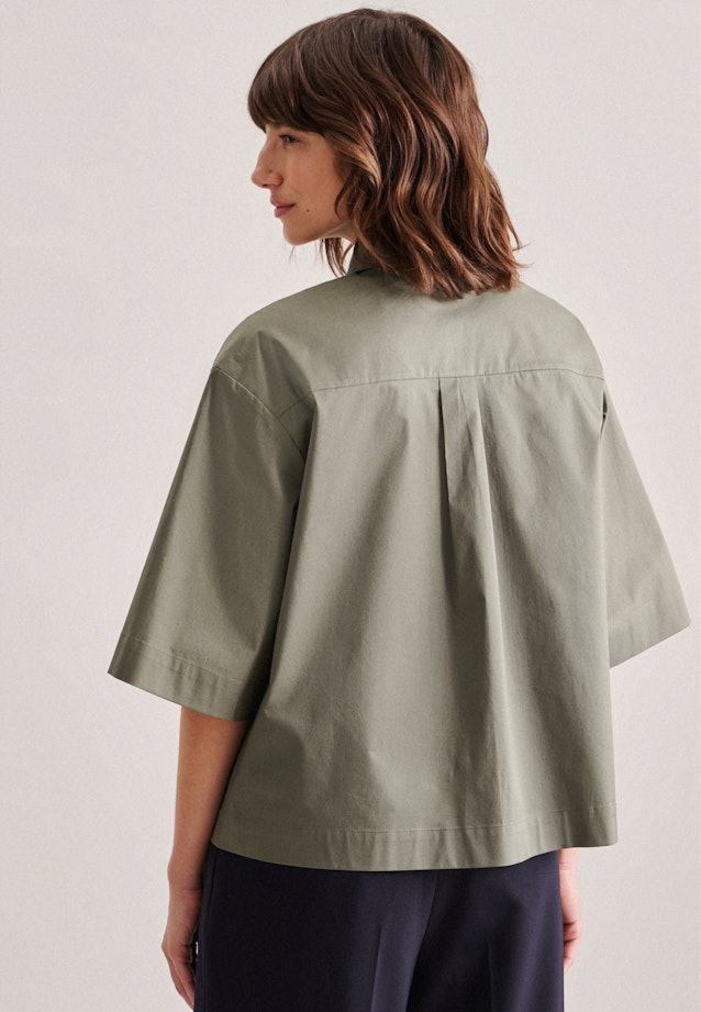 korte arm Popeline Shirtblouse in Groen | Seidensticker Onlineshop