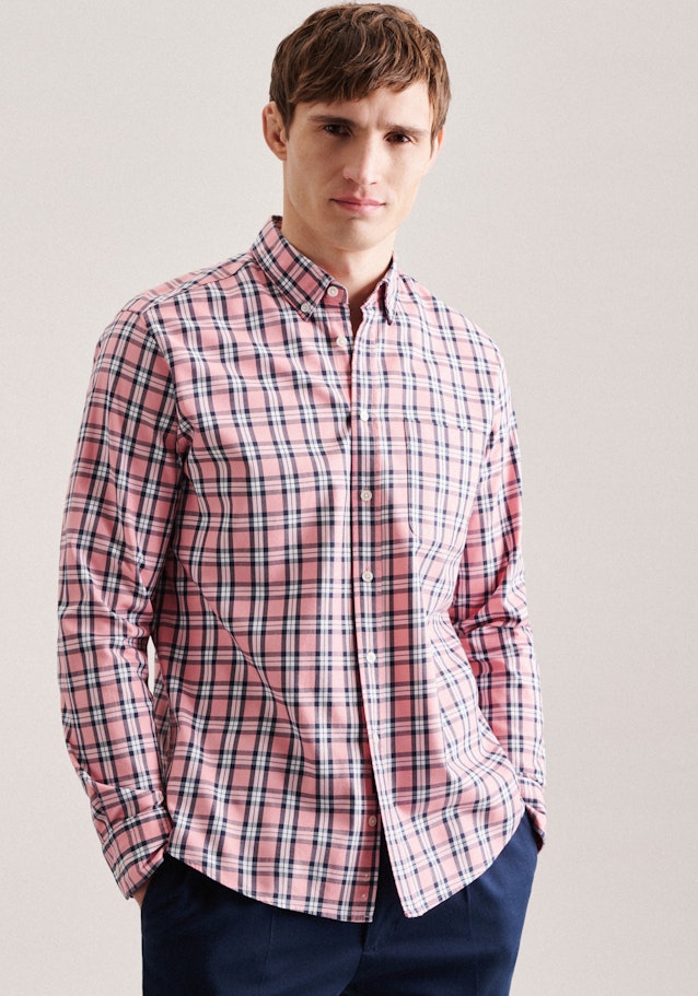 Twill Casual Hemd in Regular mit Button-Down-Kragen in Rosa/Pink | Seidensticker Onlineshop