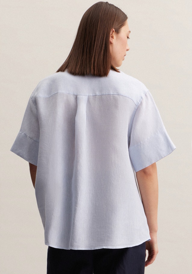 korte arm Linnen Shirtblouse in Lichtblauw |  Seidensticker Onlineshop